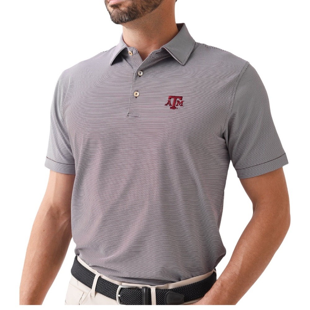NWT Men's Peter Millar Maroon Texas A&M Aggies Jubilee Stripe Performance Polo